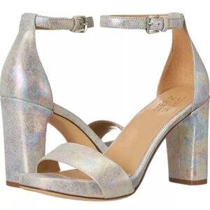Naturalizer Joy Cosmic Iridescent Nubuck Leather Ankle Strap Square Toe Shoes 10